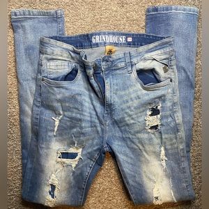 Men's Distressed Blue Jeans